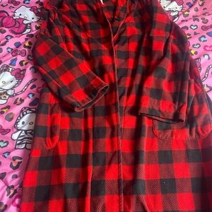 Red and Black Plaid Coat